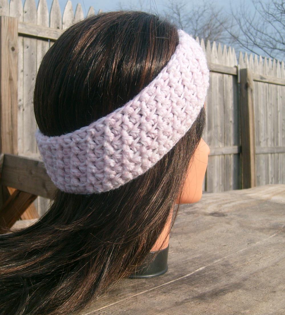 Crochet Headband, Pink, Flower, Hippie, Hair Band on Luulla